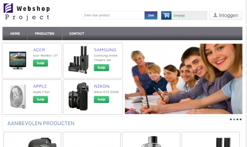 webshop project screenshot